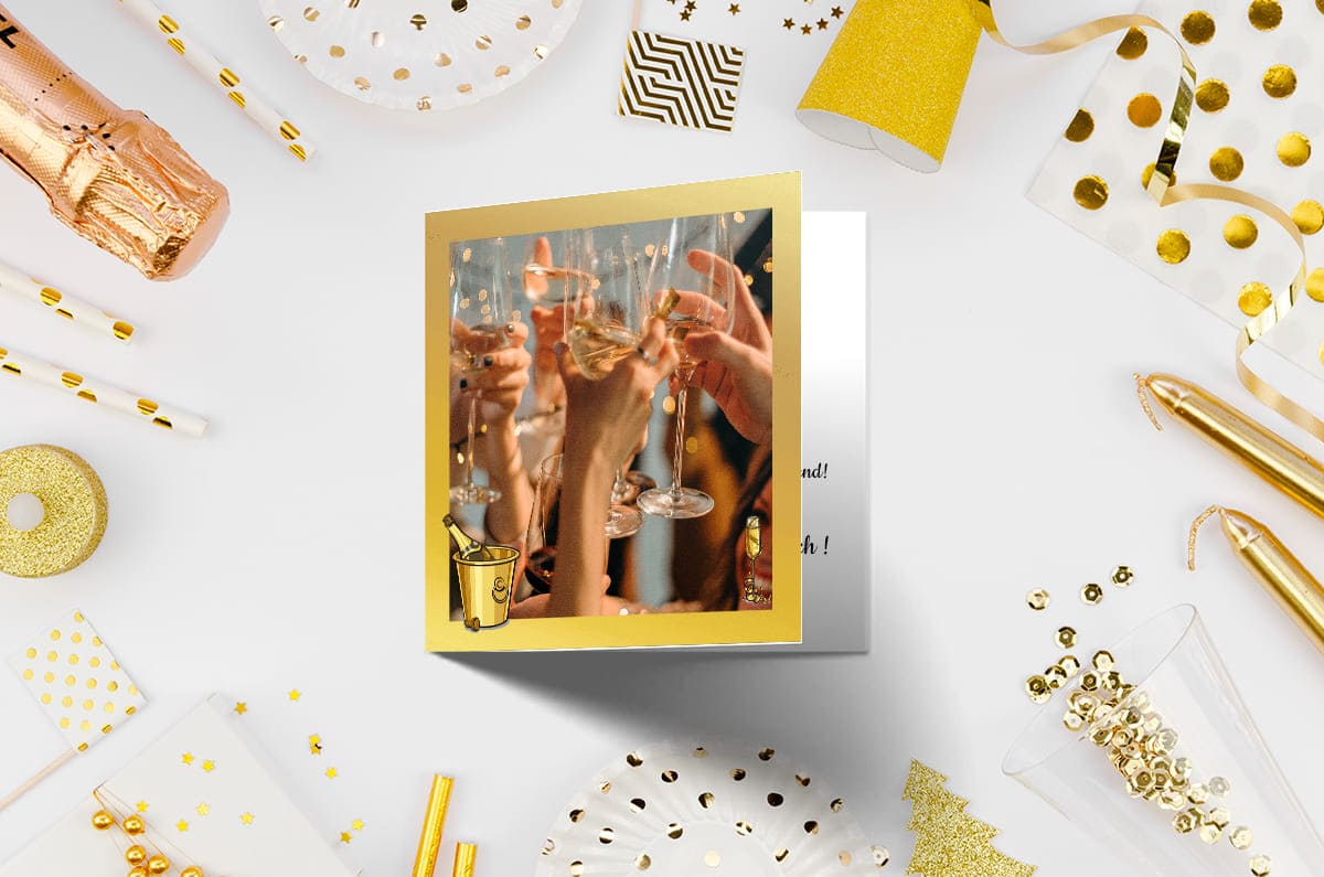 A New Year greeting card featuring a child